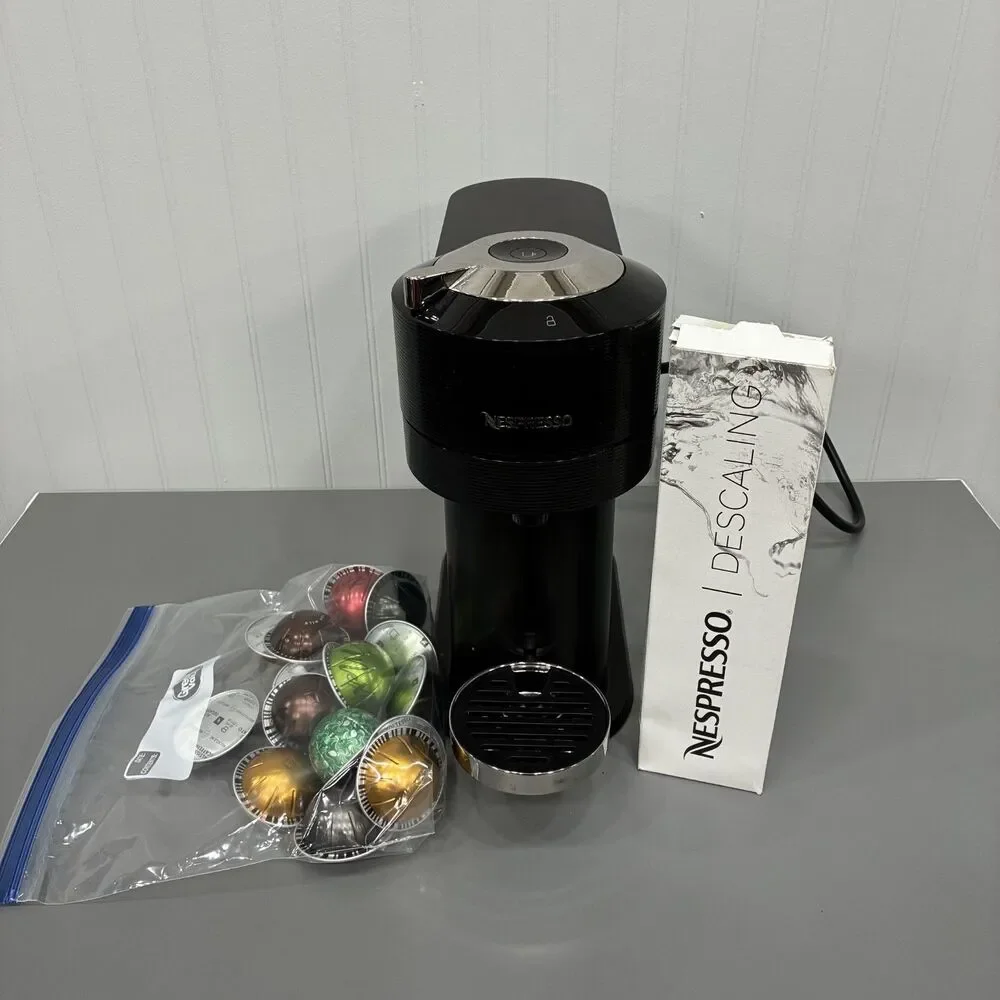 Nespresso Vertuo Next GCV1 Matte Black Machine w/ 17 Assorted Pods & Descaling